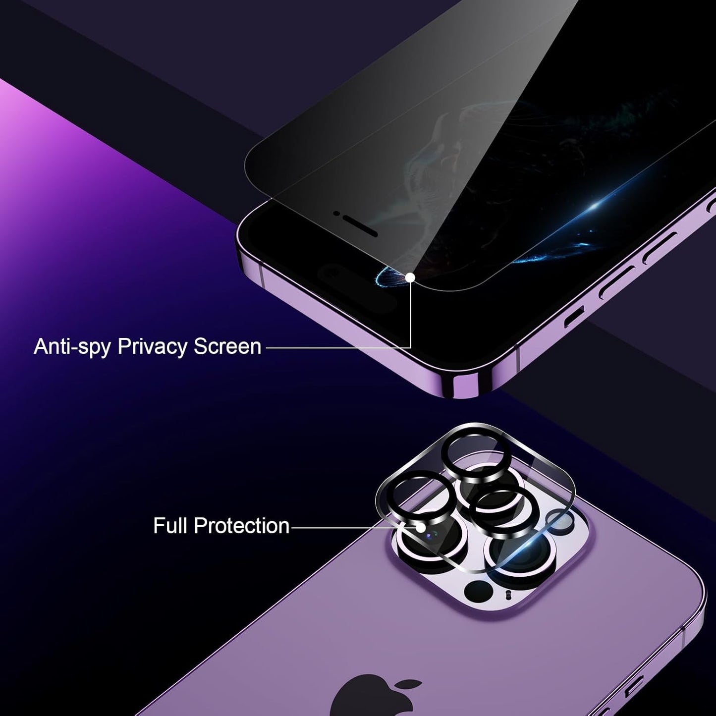 Vantix GlassGuard Privacy Screen + Camera Protector — iPhone 15