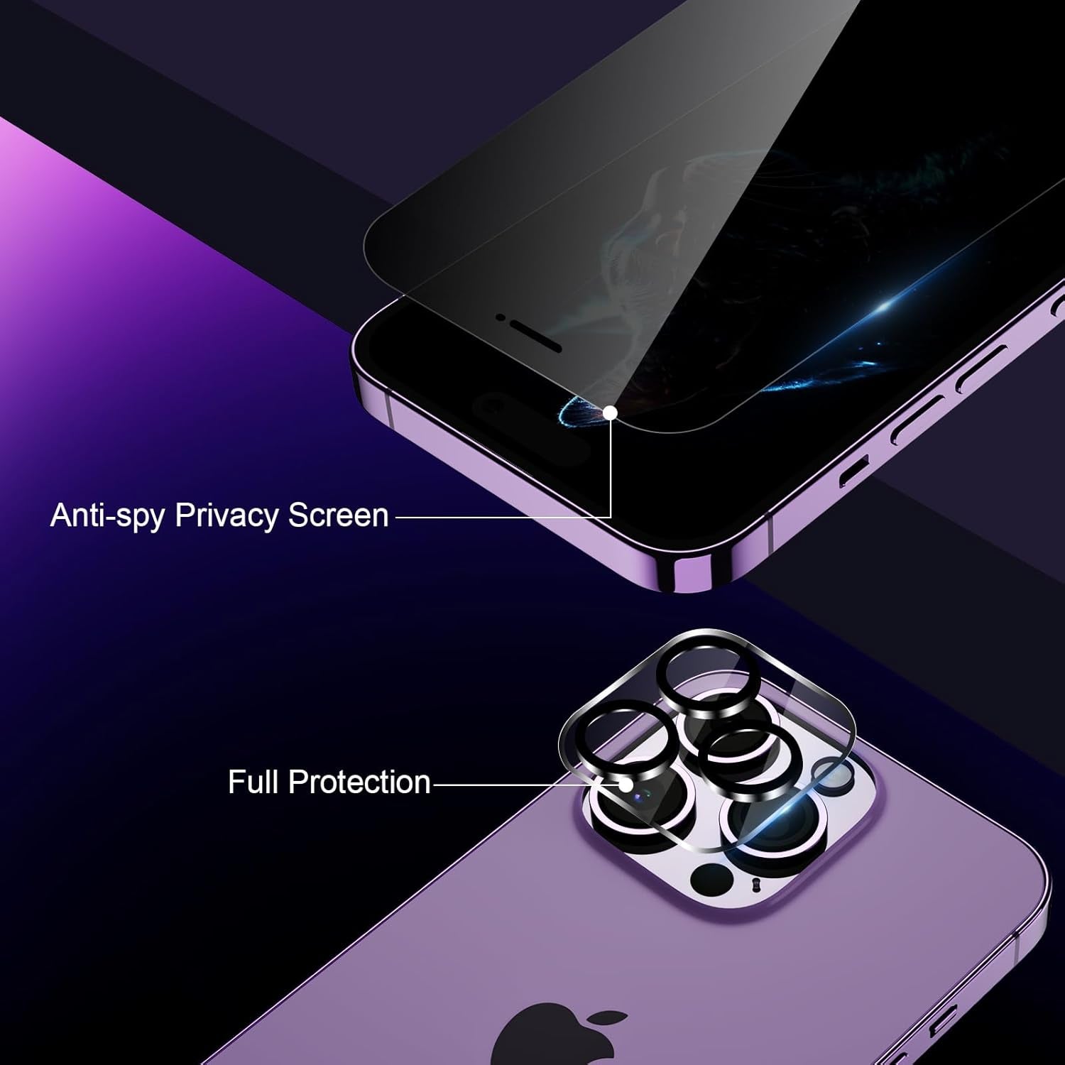 Vantix GlassGuard Privacy Screen + Camera Protector — iPhone 15