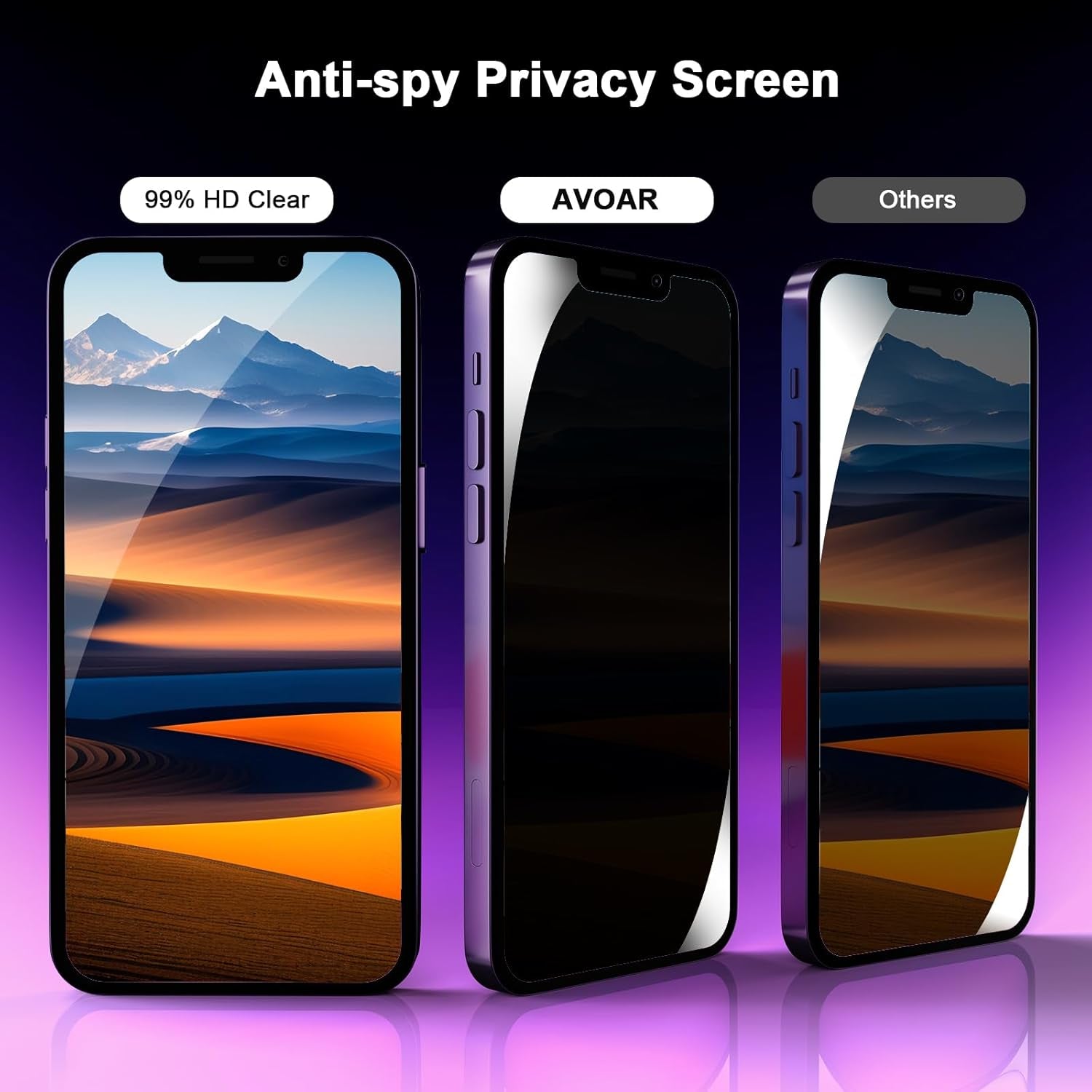 Vantix GlassGuard Privacy Screen + Camera Protector — iPhone 15