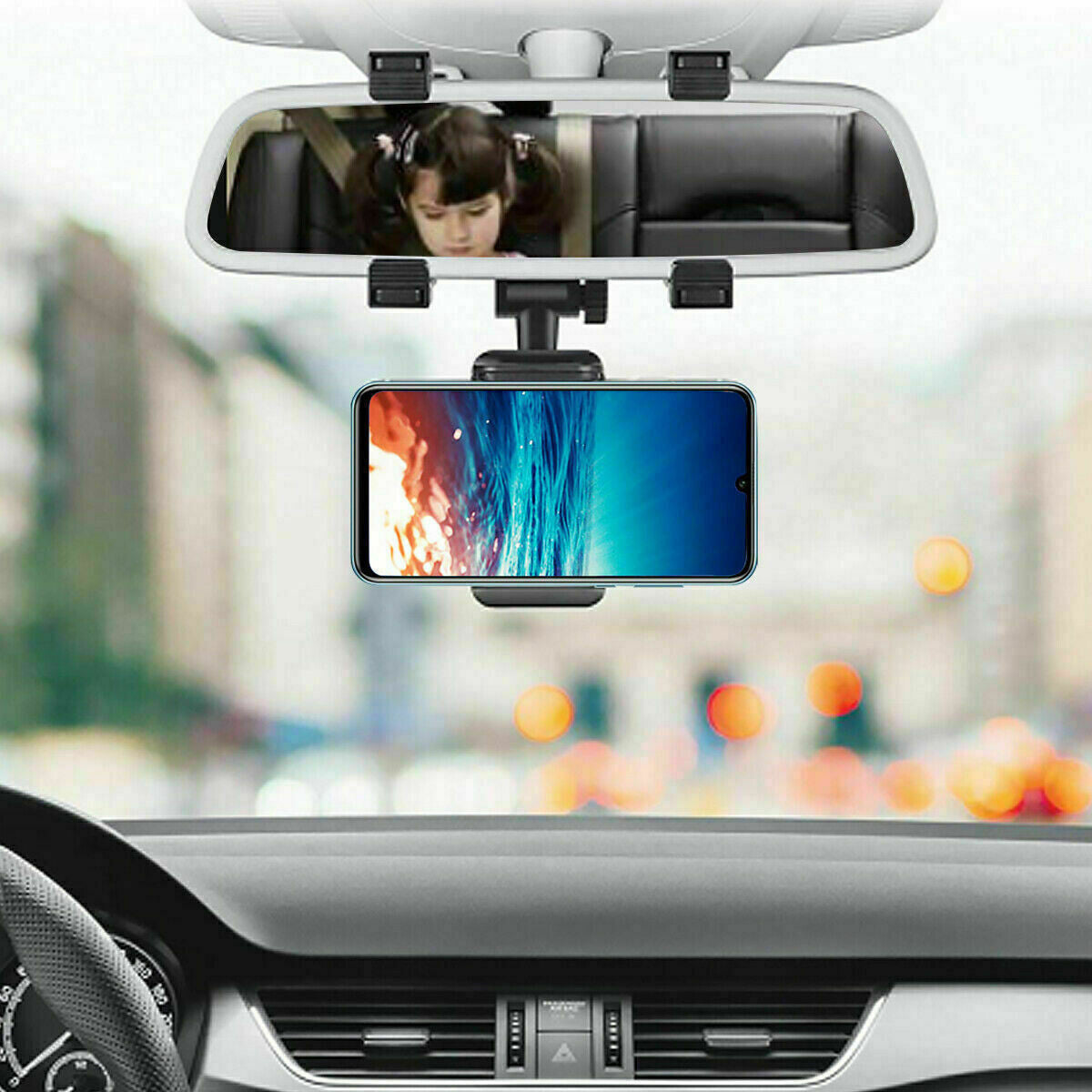 UNIVERSAL Car Phone Mount Stand for Car Mirror Phone Holder Clip Rearview Mirror